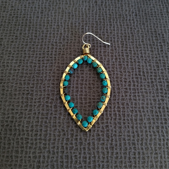 Blue💙-Green💚 Turquoise Teardrop💦 Earrings - Picture 4 of 13